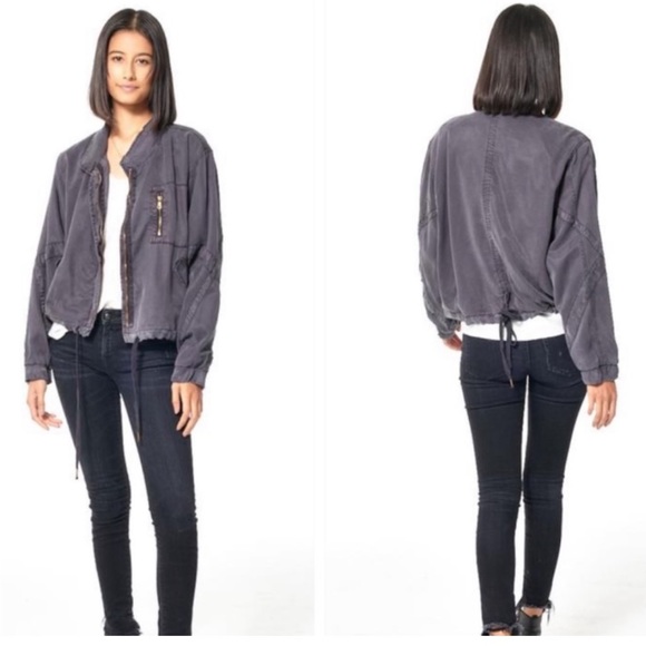 Young Fabulous & Broke Clara Jacket Black Sand Tencel Bomber Utility YFB - Picture 13 of 15